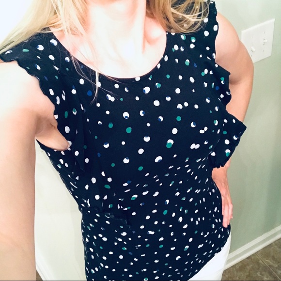 Ruffle sleeve polka dot top - Picture 1 of 5